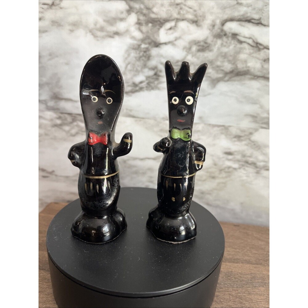 Vintage  Salt and Pepper Shakers Fork and Spoon 4.5in  Japan 1950s